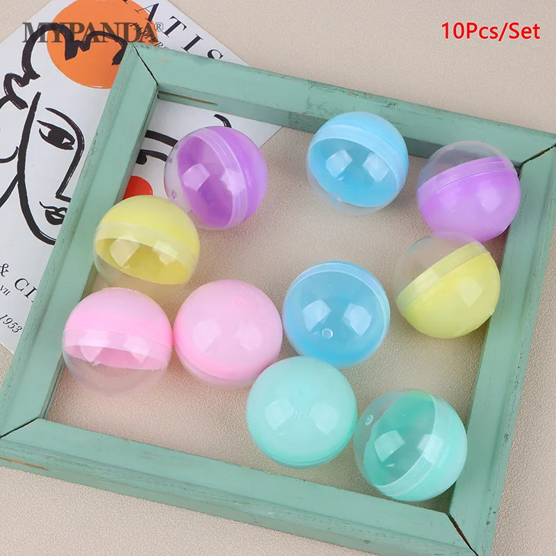 10Pcs 45mm Plastic PP Toy Capsules Half Transparent Colorful Round Surprise Ball Easy Open Lock Amusement for Vending Machine