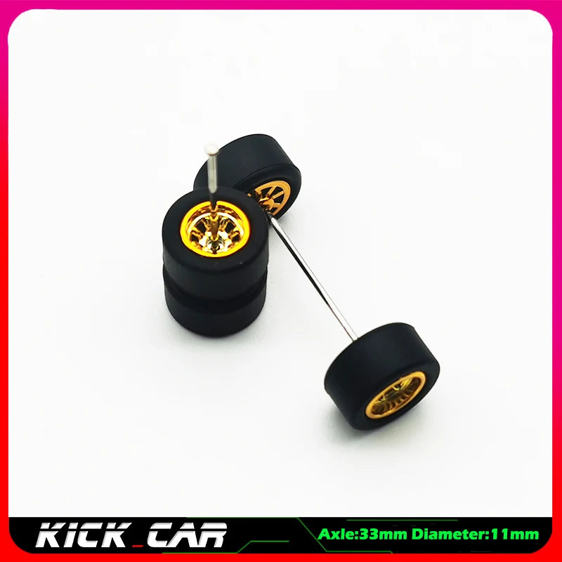 Metallic Color 1/64 Wheels With Rubber Tires 1 Set(4pcs)  Plastic Basic Modified Parts Vehicle Toy For Hotwheels Tomica Mini GT