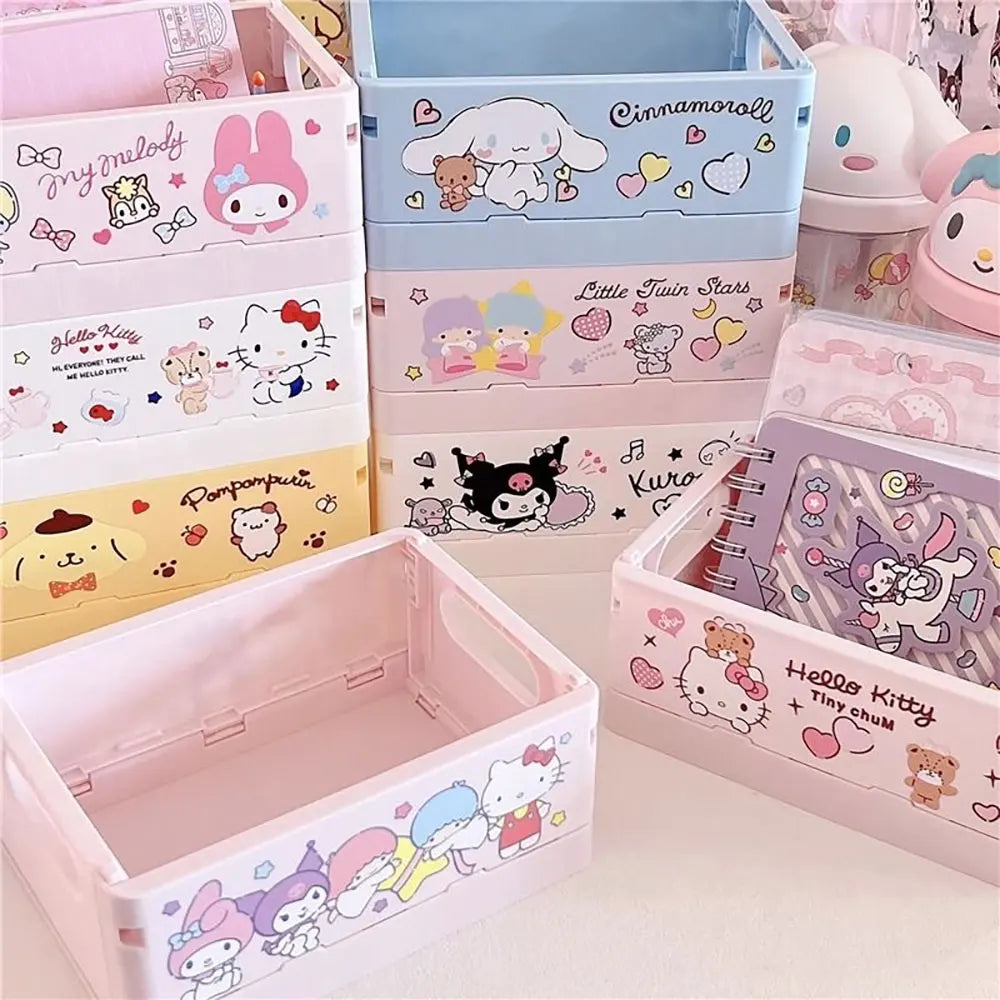 Foldable Sanrio Storage Box Kawaii Hellokitty Kuromi Cinnamoroll My Melody Desktop Storage Anime Cartoon Kids Gift