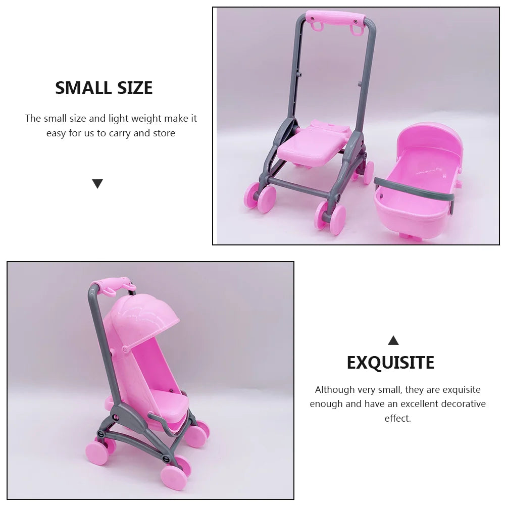 Mini Shopping Cart Simulated Stroller Furniture House Decoration Model Toy Simulation Plastic Mini Baby Carriage Playing
