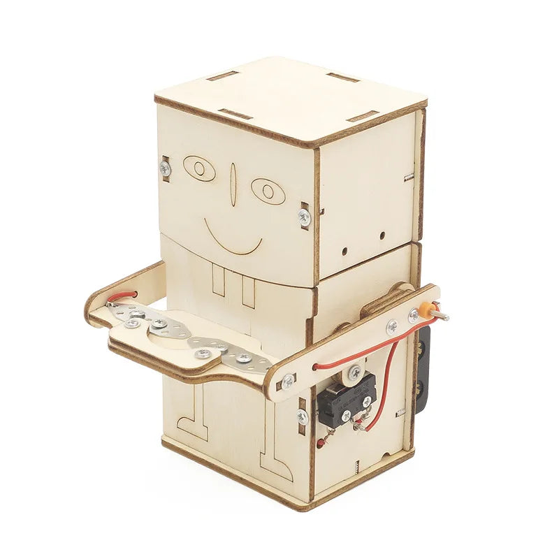 Kids DIY Science Toys Educational Scientific Experiment Kit Wood Tank / Music box / Balance/ Mechanical forceps/Excavator/Clock