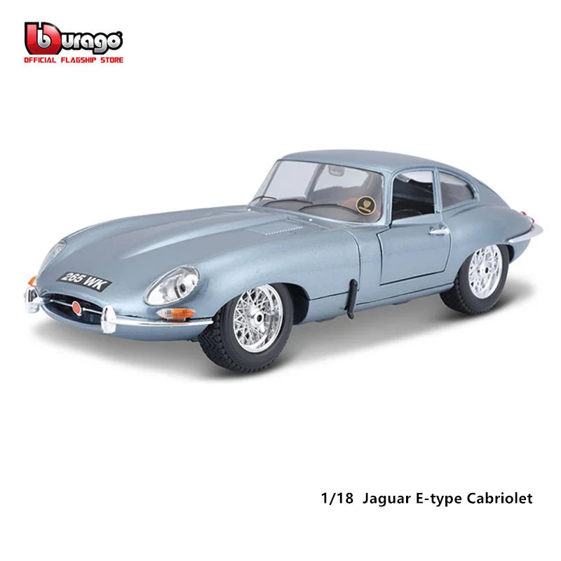 Bburago 1:18 Scale Jaguar E-type Cabriolet Alloy Luxury Vehicle Diecast Pull Back Cars Model Toy Collection Gift