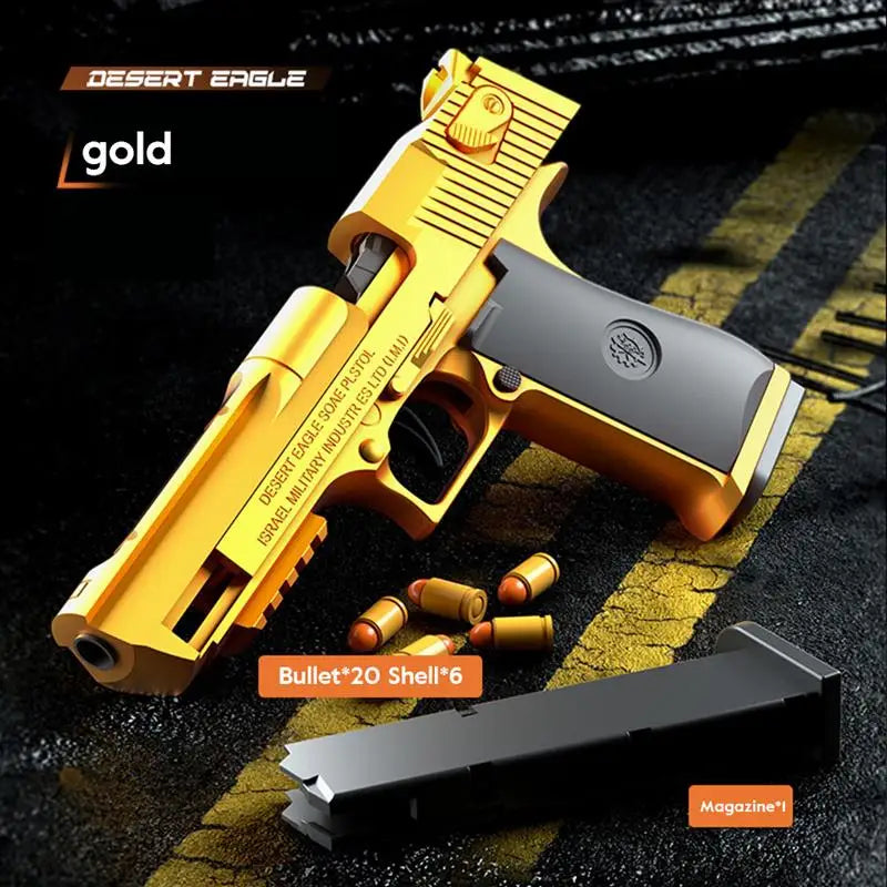 New.All Black M1911 Colt Toy Gunman Gun, Soft Bullet Shell, Catapult Blaster, Manual Air Gun Launcher, Boys Shooting Game 14+y
