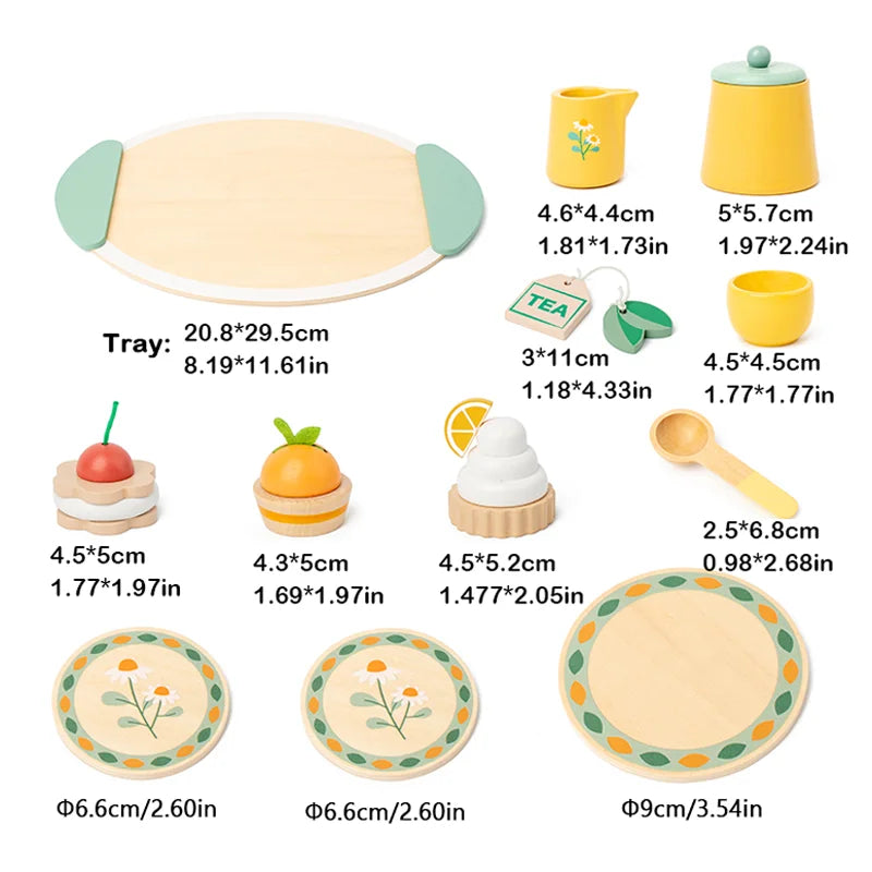Children's Simulation Royal Afternoon Tea Toys, Early Learning Educational Toys, Wooden Simulation Dessert Cake, Role Playing