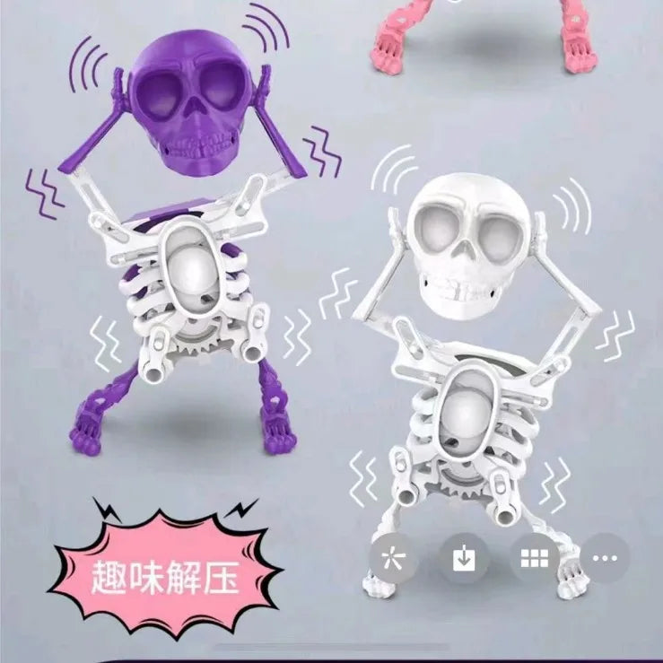 New 3D Dance Skull Swinging Decompression Skull Head Trick Toy Skull Man Clockwork Decoration Halloween Toy