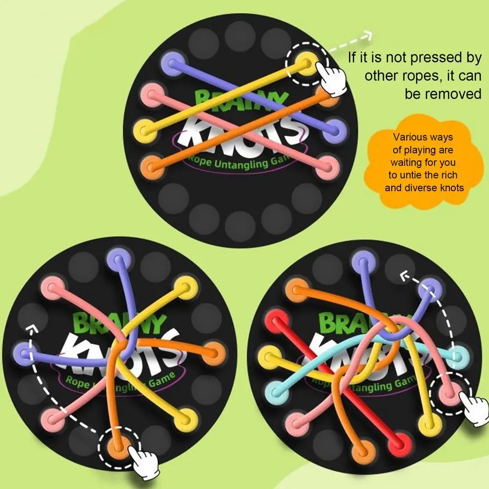 Kid Rope Knots Toys Colorful Lacing Toys Board Game Fun Twisted Tangler Rope Sorting Logic Thinking Challenge Strategy Tablegame