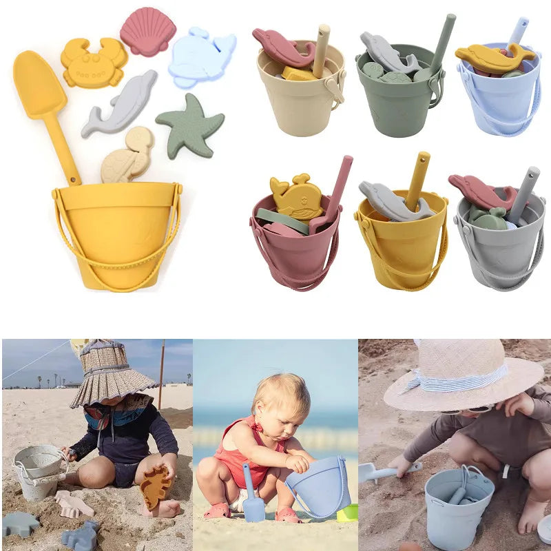 8Pcs Summer Beach Toys Kids Soft Silicone Sandbox Set Beach Game Toy Send Children Beach Play Sand Water Play Tools Swim Game