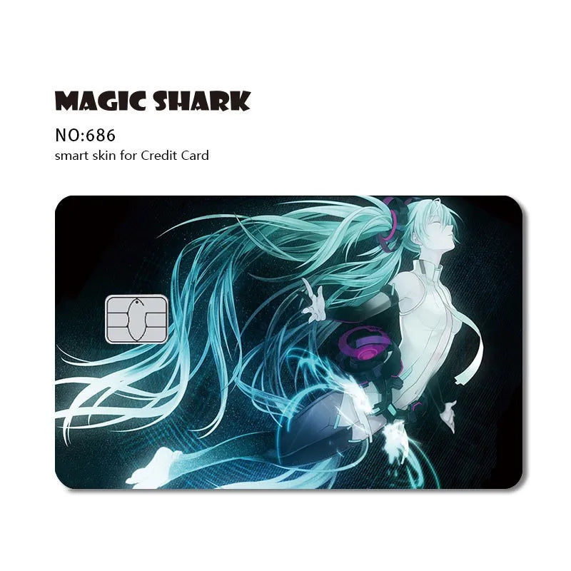 Magic Shark Anime Cartoon Game Save Money Pig Case Cover Film Skin Sticker for Small Chip Credit Card Bus Card