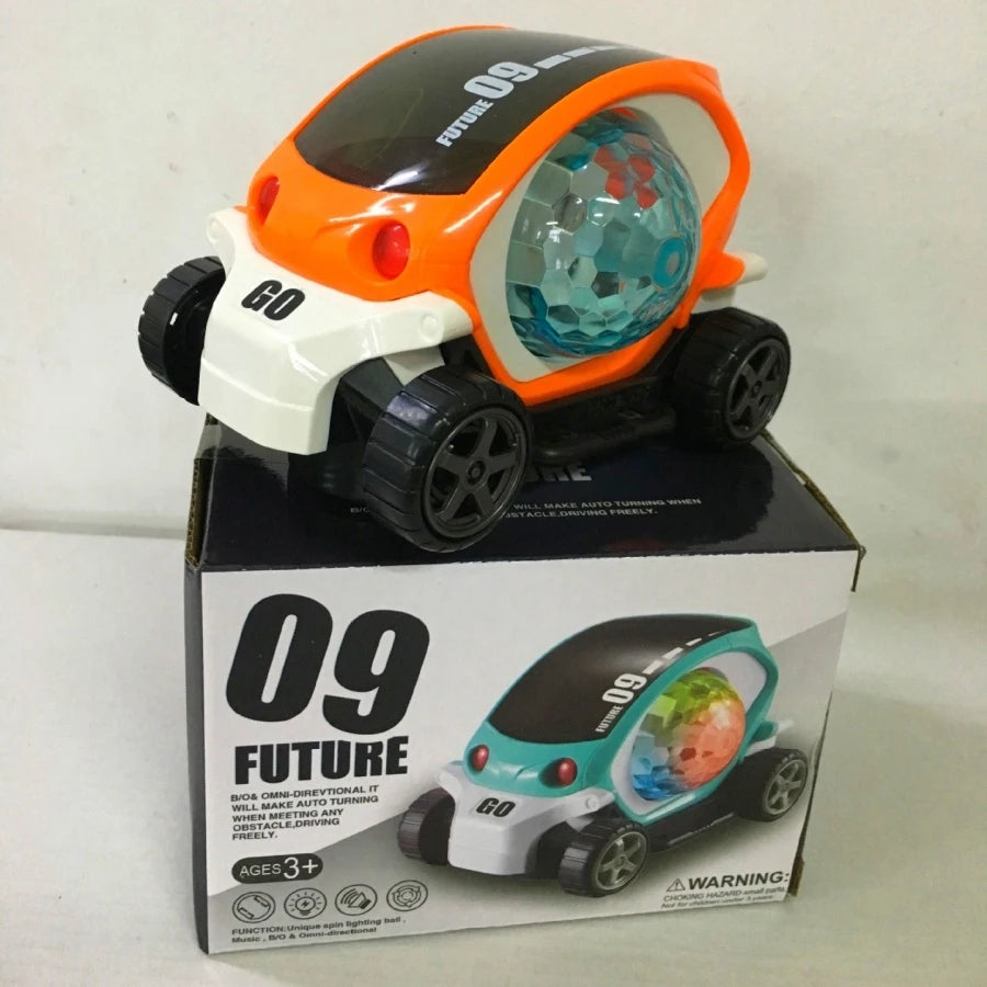 3D rotating luminous music car, automatic special music light toy car. Electric universal rotating colorful musical car, childre