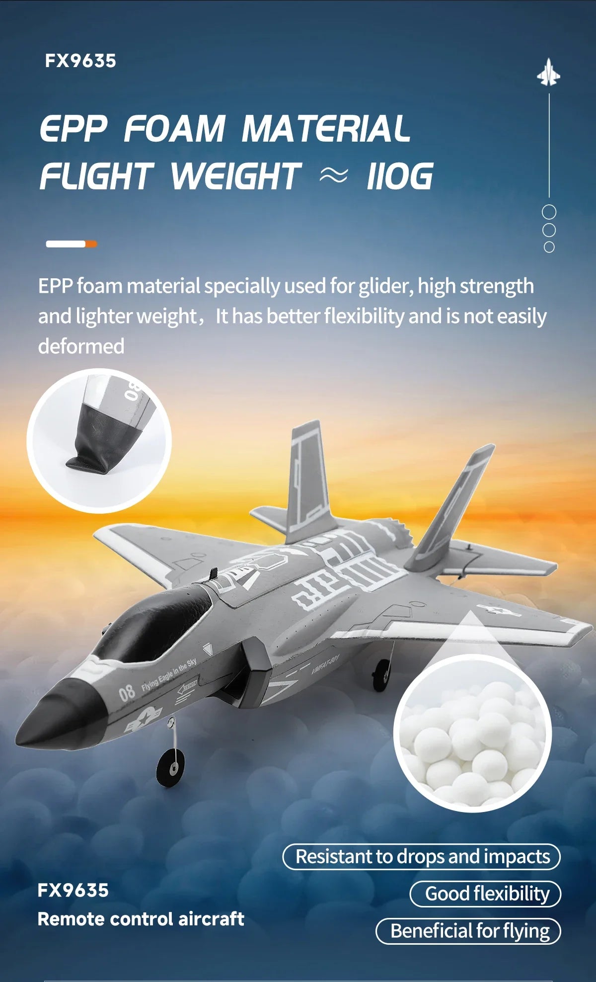 FX9635 RC Plane F35 4CH Fighter Jet Remote Control Airplane High Brushless Stunt Flying Glider Model Toys for Adults Boys Gift