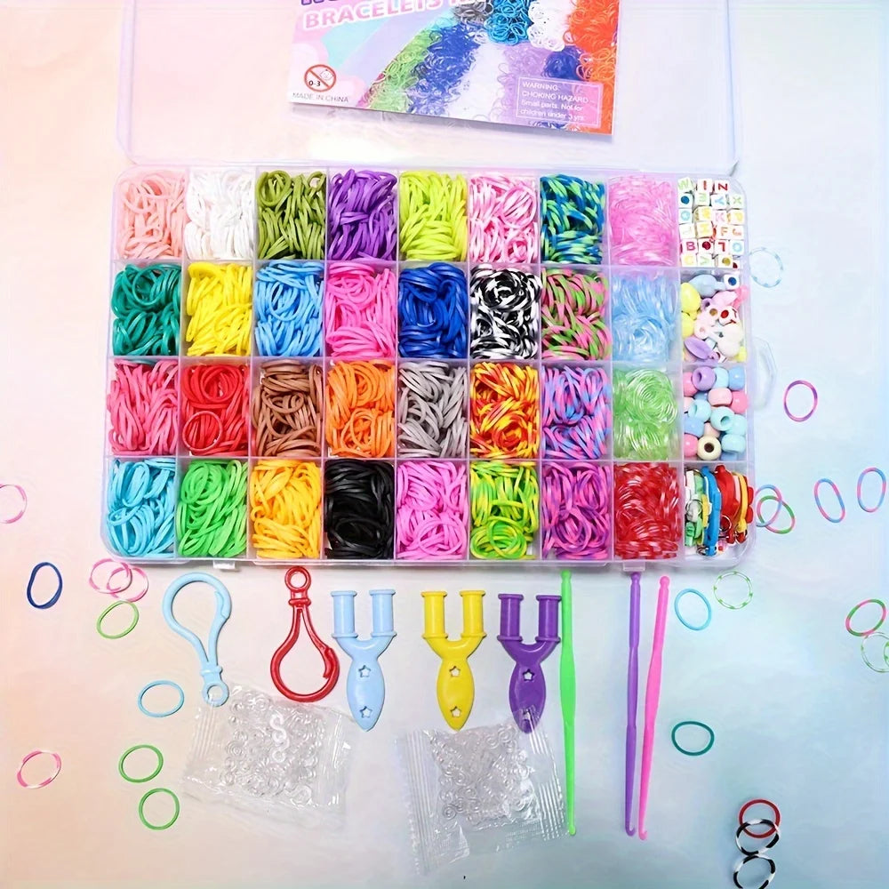 2400pcs Loom Bands Kit, Rubber Bands For Bracelet Making Kit DIY Art Craft Kit   &Boys Creativity Ideal Birthday Gifts