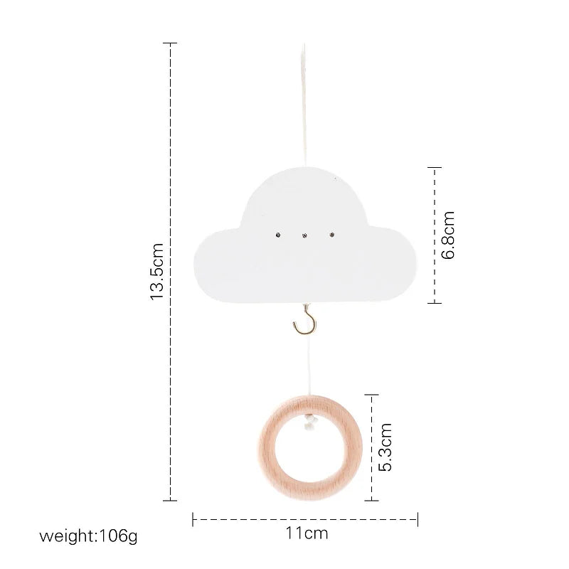 Baby Wooden Cloud Bed Bell Rattle Holder Bracket Mobile Hanging Rattle Toys Arm Bracket for 0-12 Months Newborn Crib Decoration