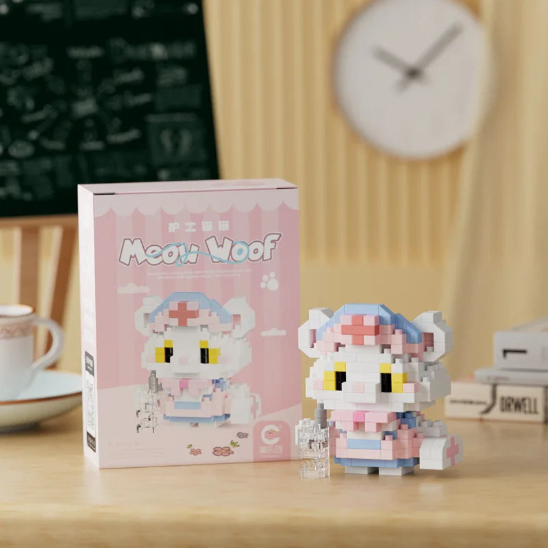 New 24 Styles Kawaii Pet Cat/Dog Small Particle Building Blocks Educational Room Decoration Children's Christmas Gifts
