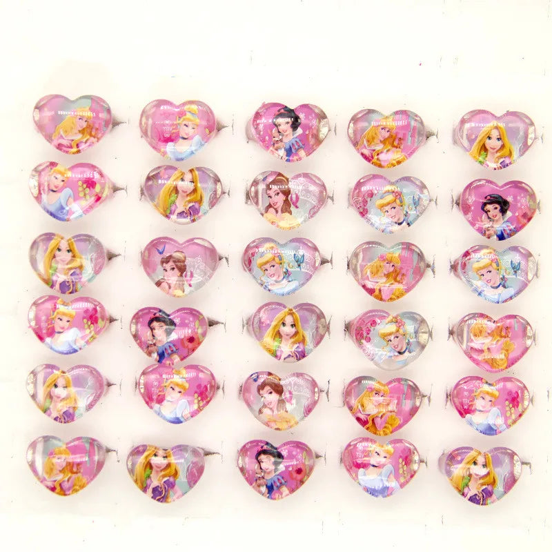 12PCS Disney Princess Cartoon Finger Ring Toy Kids Happy Birthday Party Favor Girl Cute Giveaway Souvenir