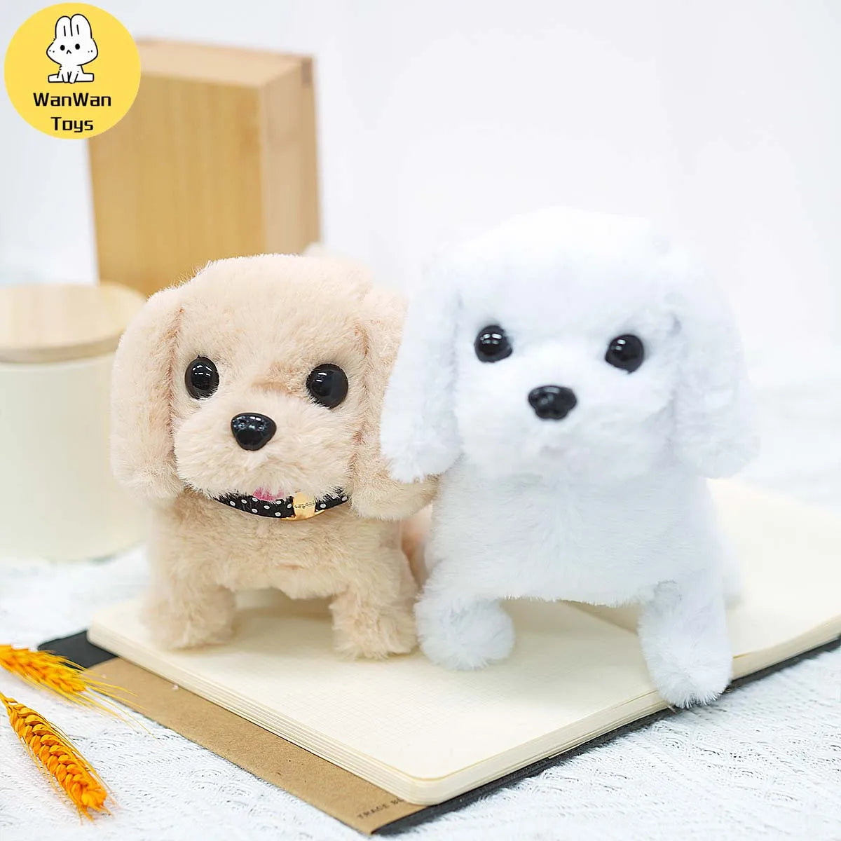 Realistic Electric Imitation Big Dog Puppy Plush Toy Cute Puppy Walking Barking Wagging Tail Stuffed Animal Plush Doll