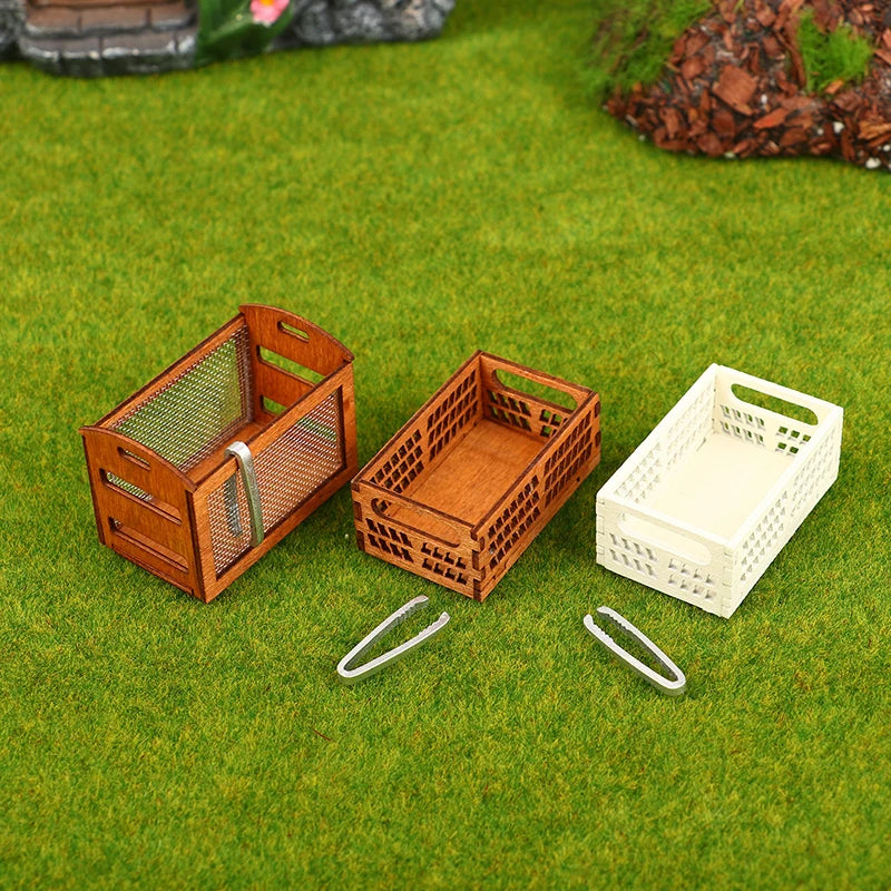 1 Set 1:12 Dollhouse Miniature Bread Rack Cake Shelf Storage Box/Basket W/Baking Clip Scene Decor Doll House Accessories