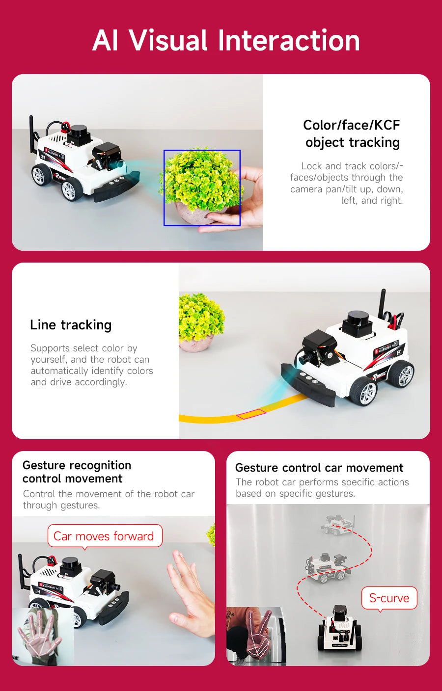 Raspberry Pi 5 Car ROS2 Educational Robot Kit with MS200 TOF Lidar Support SLAM Mapping Navigation AI Visual Recognition Python3