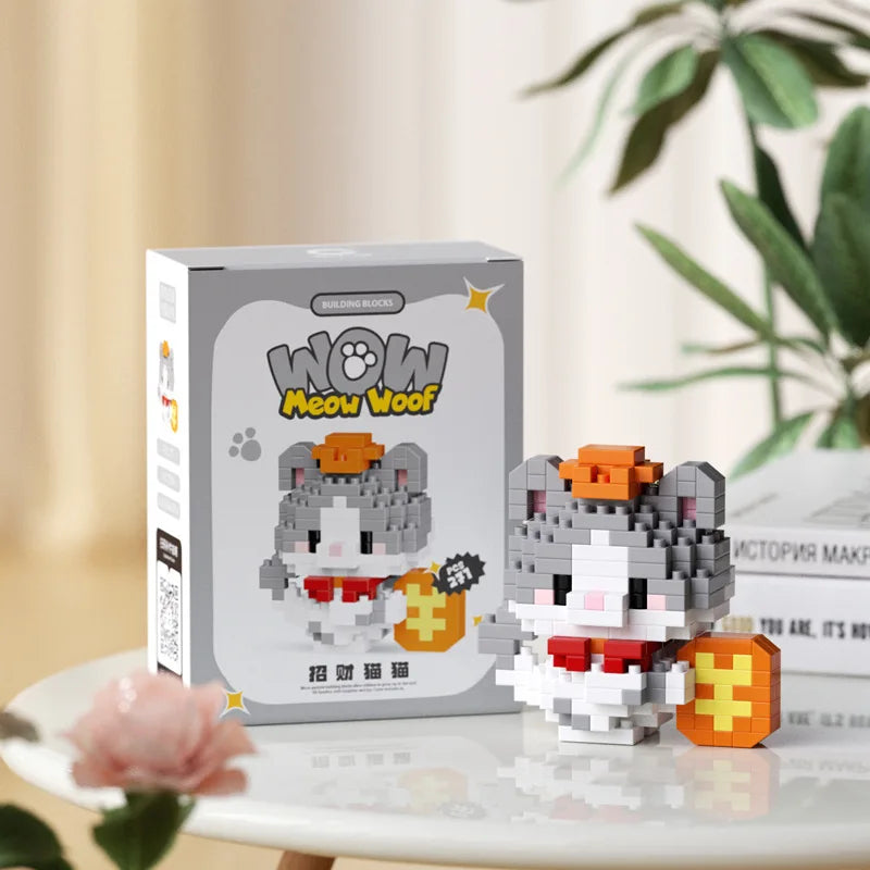 New 24 Styles Kawaii Pet Cat/Dog Small Particle Building Blocks Educational Room Decoration Children's Christmas Gifts