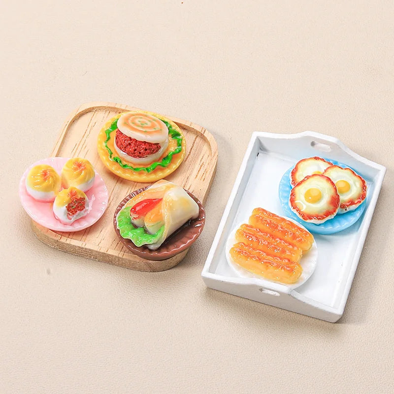 1Set 1:12 Dollhouse Miniature Fruit Cake Egg Tart Bread Dessert Model Kitchen Food Decor Toy Doll House Accessories