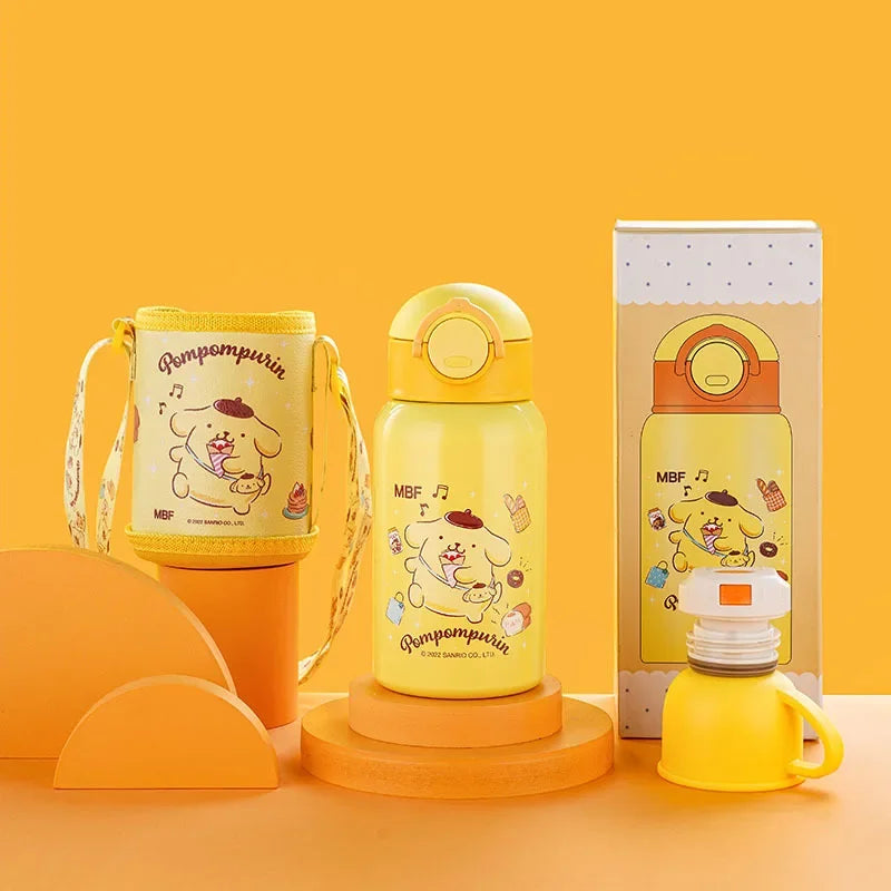 Sanrio Kuromi Thermal Cup Set 500ML My Melody Cartoon Children's Insulation Cup Stainless Steel Water Bottle with Straw Kid Gift