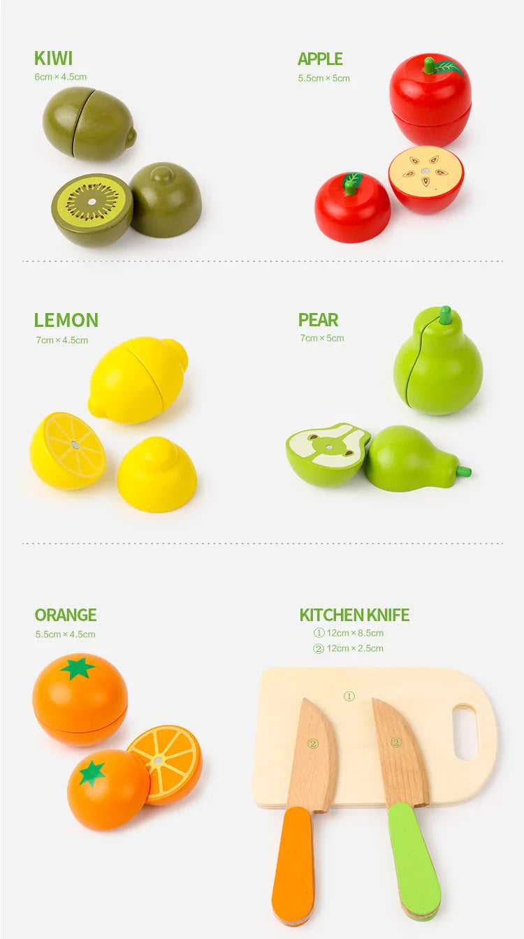 Fruit Vegetable Set Simulation Kitchen Pretend Toy Wooden Classic Game Montessori Educational Toy for Children Kids Gift Cutting