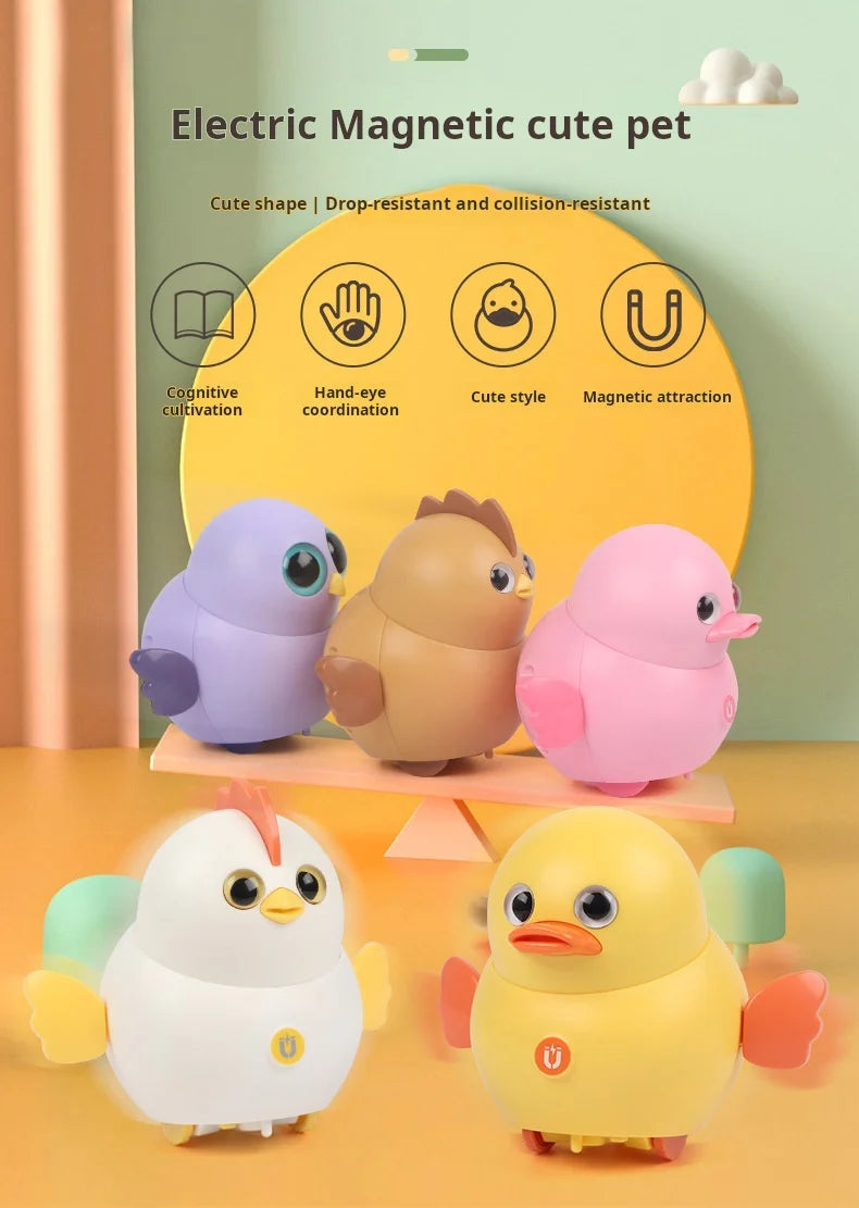 Montessori Baby Toy Power-driven Wobble Chicken Pet Squad Magnet Crawl Wobbler Duck Children Toys