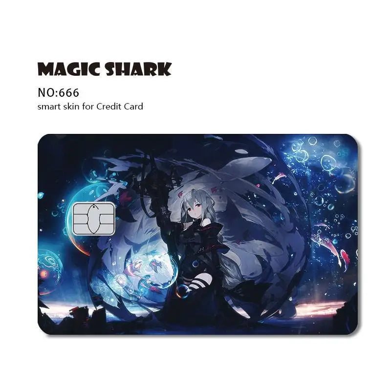 Magic Shark Anime Cartoon Game Save Money Pig Case Cover Film Skin Sticker for Small Chip Credit Card Bus Card