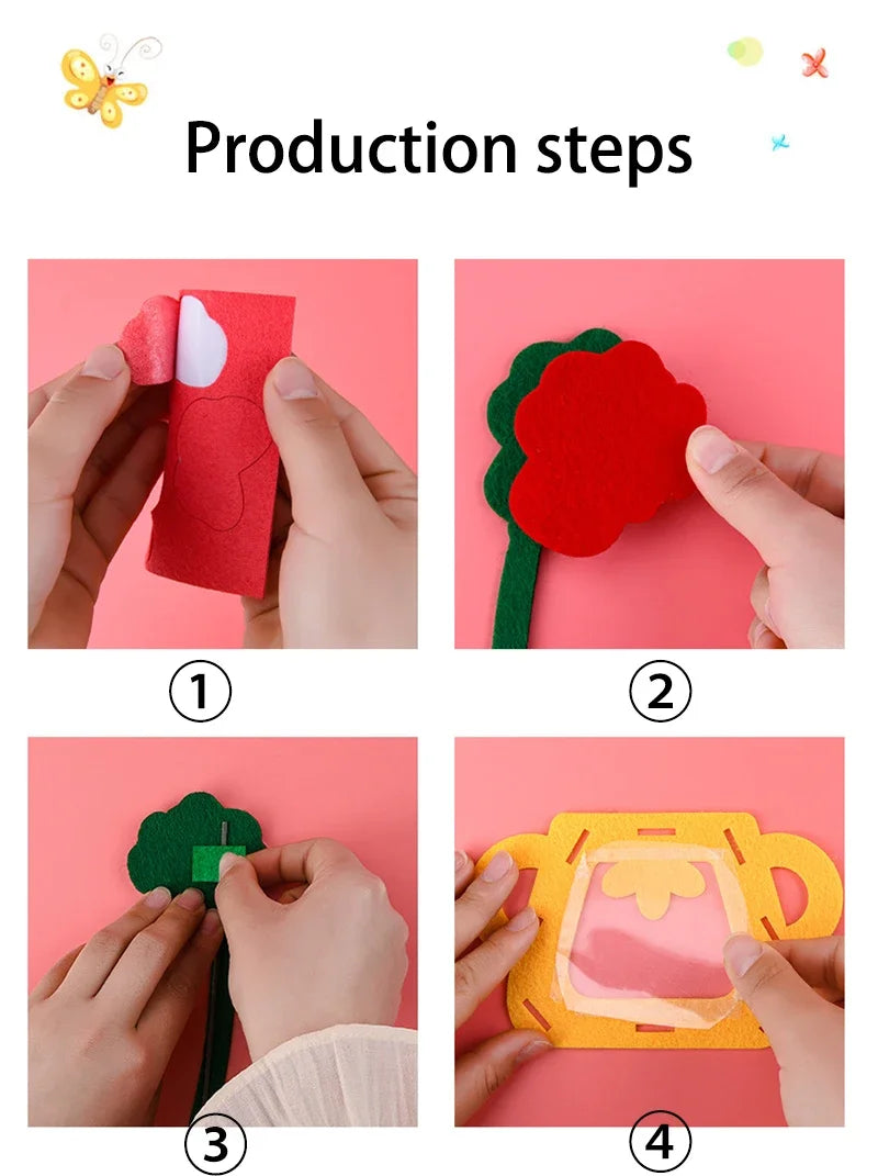 DIY Flower Toys Montessori Arts Crafts Non-weaving Handicrafts Flowerpot Toys for Kids Early Preschool Educational Funny Gifts