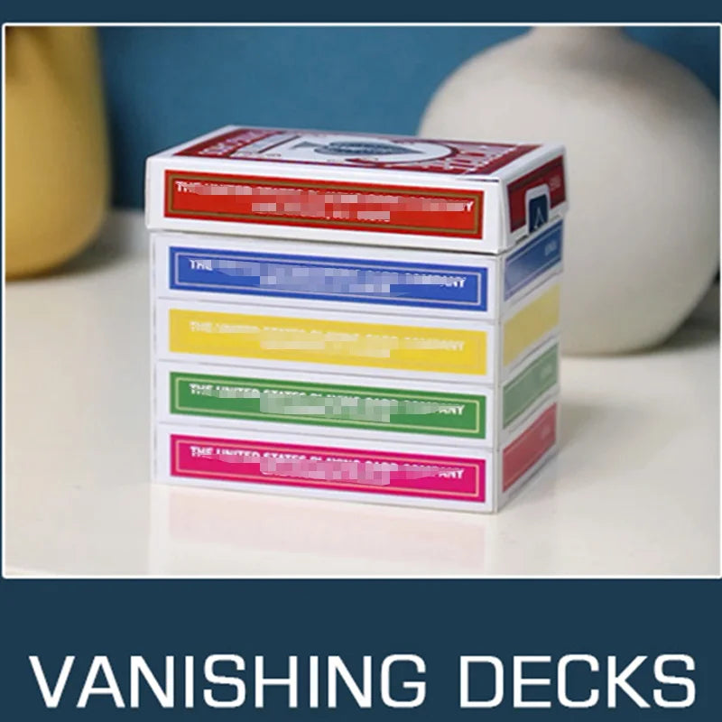 Vanishing Decks (Red/Blue) Magic Tricks Multiple Decks Vanishes into One Deck Magia Close Up Illusions Gimmicks Mentalism Props