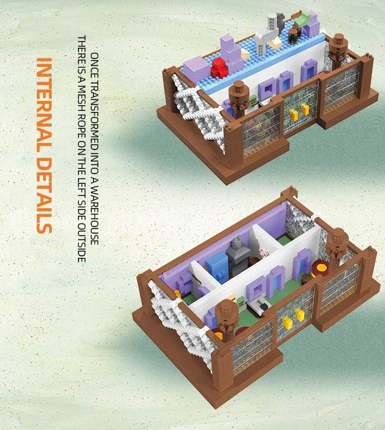 SpongeBob SquarePants Series Building Blocks Krusty Krab Pineapple House Resurrection Island Portrait House Model Bricks Kid Toy