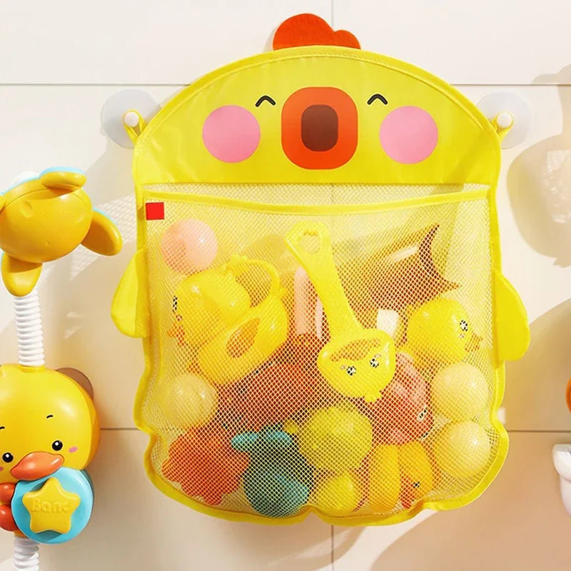 New Baby Bathroom Mesh Bag Sucker Design For Children Bath Toys Kid Basket Cartoon Animal Shapes Cloth Sand Toys Storage Net Bag