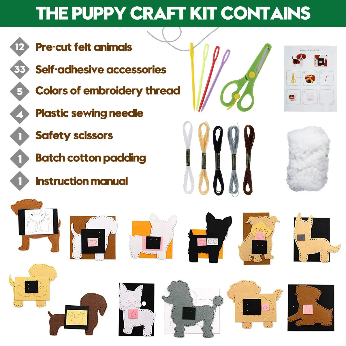 Kids Sewing Kit Fine Motor Skills DIY Fun Felt Animals Handmade Sewing Set Children Educational Toys Birthday Christmas Gifts