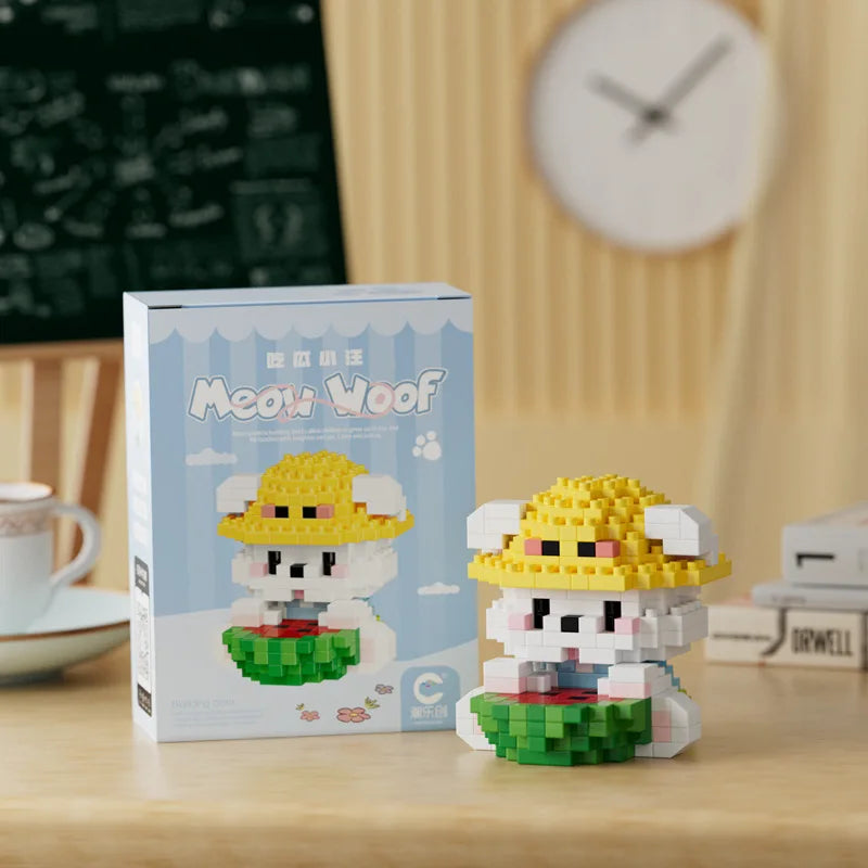 New 24 Styles Kawaii Pet Cat/Dog Small Particle Building Blocks Educational Room Decoration Children's Christmas Gifts