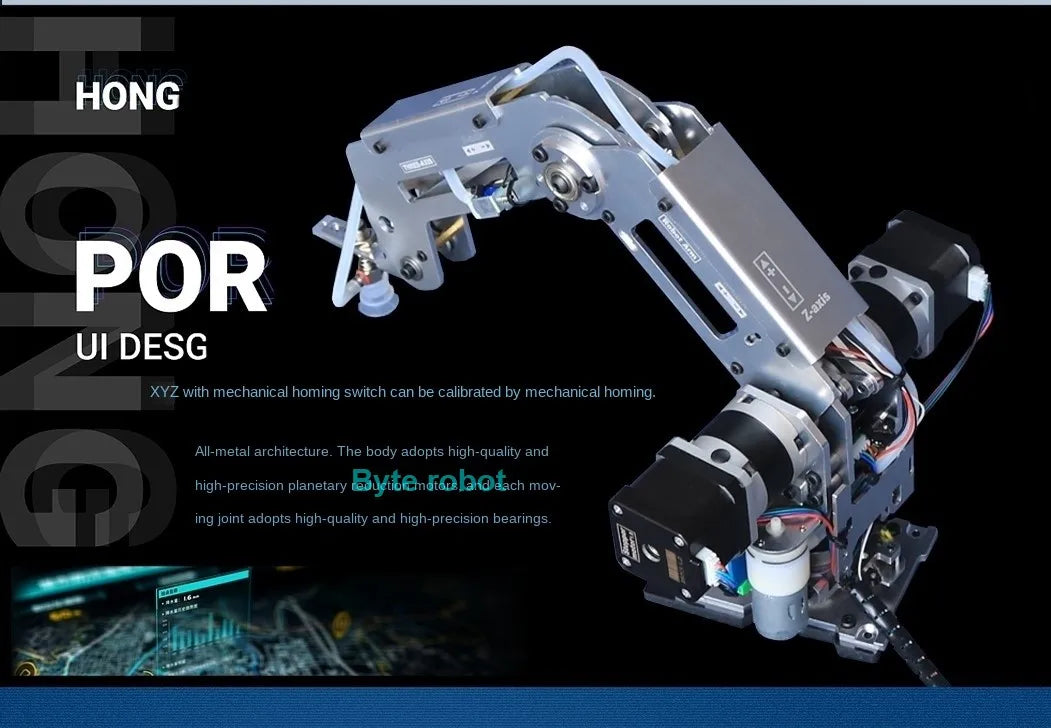 Full Metal Stepper Robot Arm 4 Aixs Mechanical Arm Bracket Sliding Table Unassembled Kit for Industrial Robot Model Stepper Claw