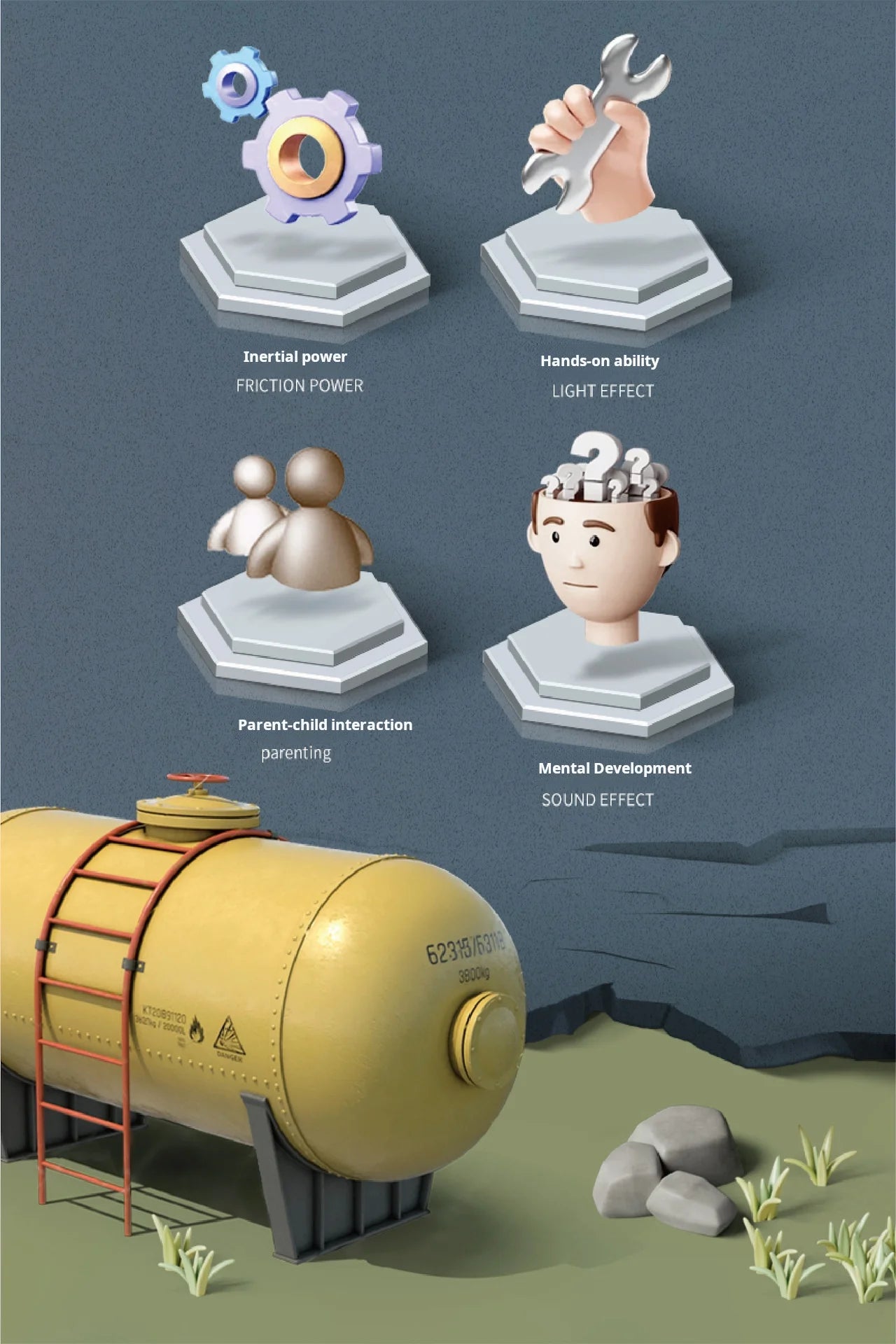 Children's Cartoon Toy Inertial Tank Transport Vehicle Engineering Car Model Inertial Car Model Children's Gift Car Toy