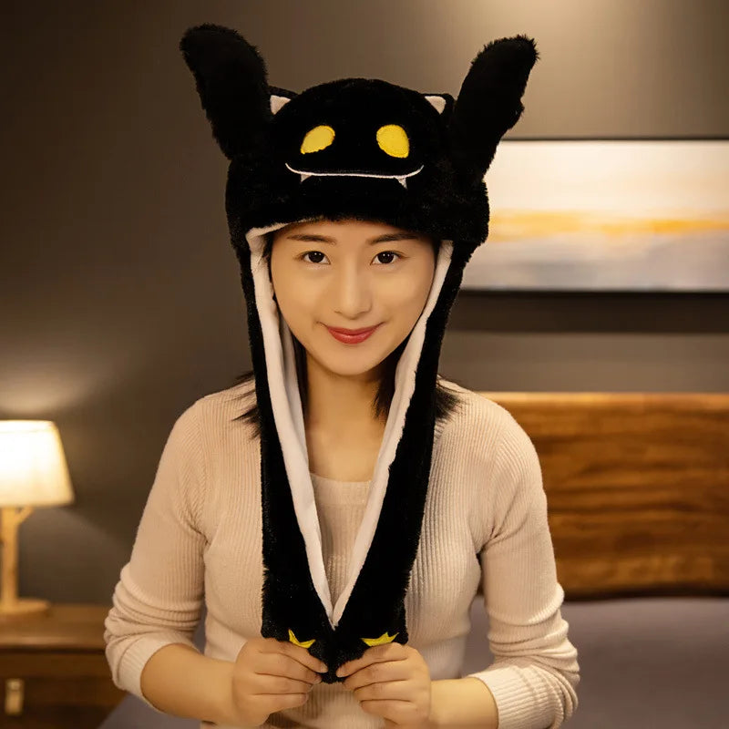 Cartoon Bunny Ear Move Hat Jumping up Toys Rabbit Girls Animal Plush Costume Cosplay Cap Kids Party for Adult Funny Anime Hat