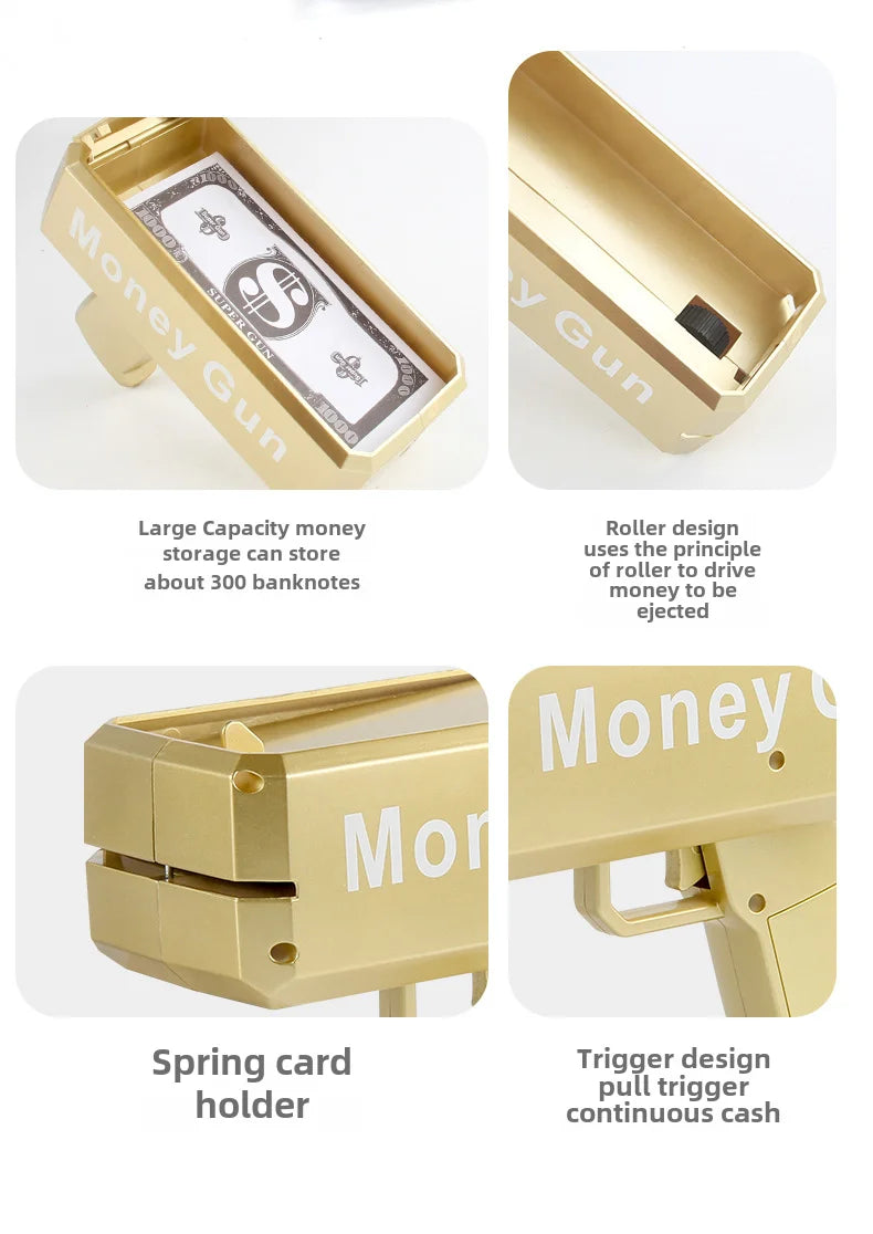 Source manufacturer Douyin's same electric money gun toy new and unique MoneyGUN banknote gun US dollar toy gun