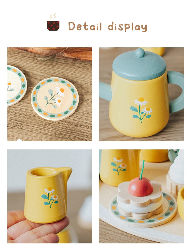 Children's Simulation Royal Afternoon Tea Toys, Early Learning Educational Toys, Wooden Simulation Dessert Cake, Role Playing