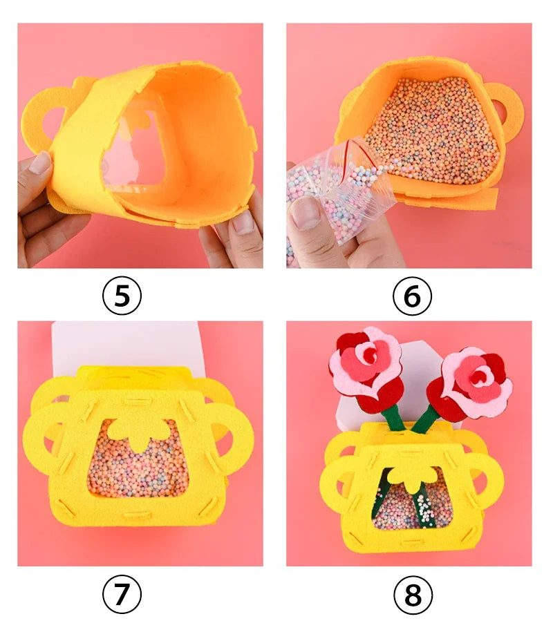 DIY Flower Toys Montessori Arts Crafts Non-weaving Handicrafts Flowerpot Toys for Kids Early Preschool Educational Funny Gifts