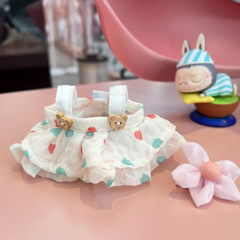 Cute Mini Plush Doll'S Clothes Outfit Accessories For Korea Kpop Exo Labubu II Idol Dolls Wrinkle dress Clothing DIY Kid Gift