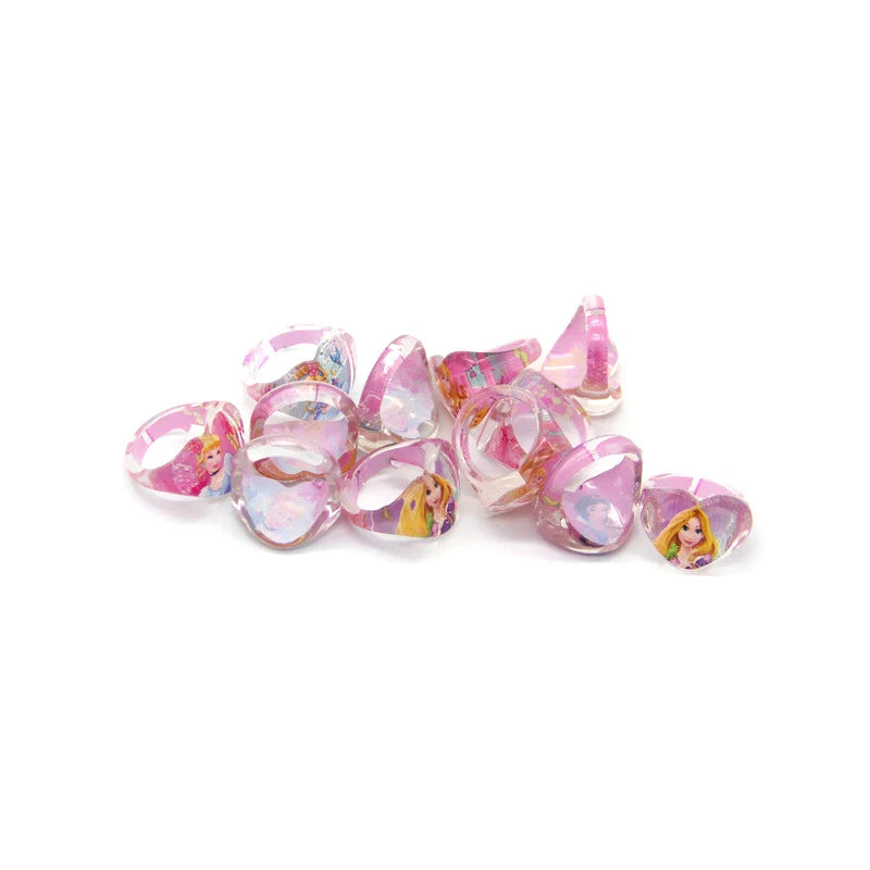 12PCS Disney Princess Cartoon Finger Ring Toy Kids Happy Birthday Party Favor Girl Cute Giveaway Souvenir