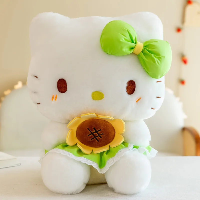 35CM Kawaii Sanrio Plush Toy Hello KItty Doll Plush Toy Cute KT Cat Sunflower Plushies Pillow Birthday Gift Home Decoration