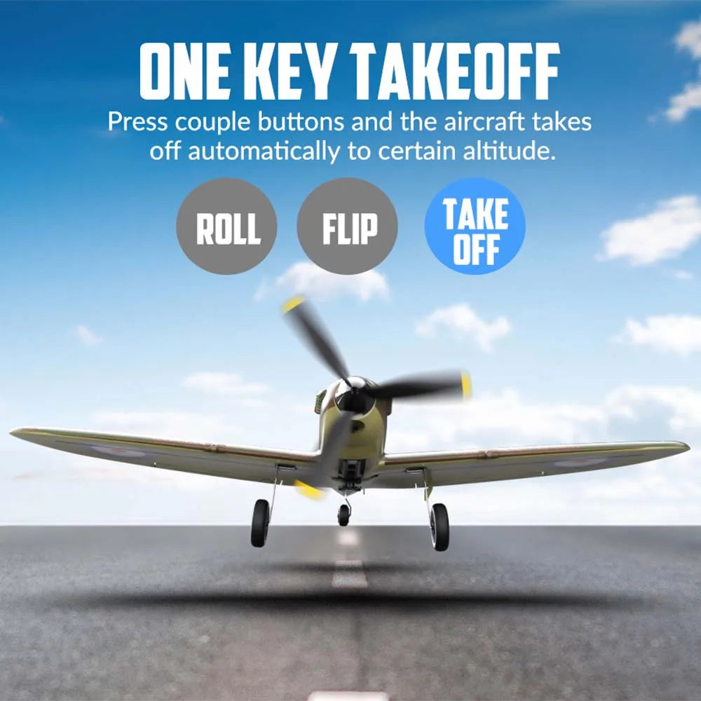 Spitfire RC Plane 2.4G 4CH  EPP 400mm Fixed Wingspan Remote Control Fighter One-key Aerobatic RTF 761-12 RC Aircraft