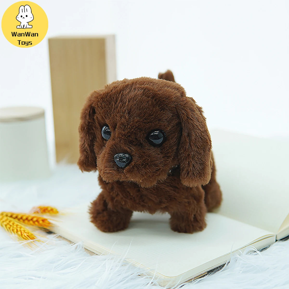 Realistic Electric Imitation Big Dog Puppy Plush Toy Cute Puppy Walking Barking Wagging Tail Stuffed Animal Plush Doll