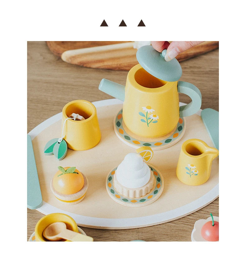 Children's Simulation Royal Afternoon Tea Toys, Early Learning Educational Toys, Wooden Simulation Dessert Cake, Role Playing