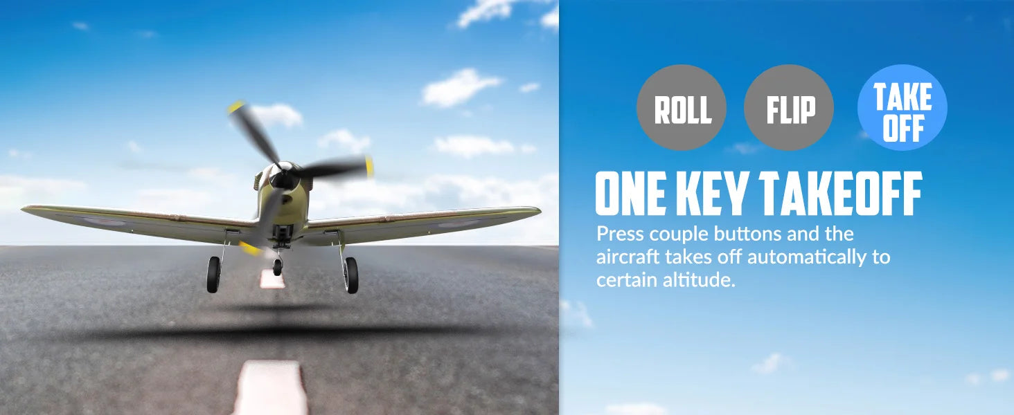 Spitfire RC Plane 2.4G 4CH  EPP 400mm Fixed Wingspan Remote Control Fighter One-key Aerobatic RTF 761-12 RC Aircraft