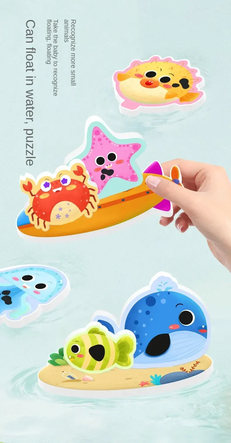 Baby Bath Toys Cars Boat Cognitive Floating Toy Foam EVA Puzzle Bathing Toys for Kids Children Bathroom Play Water Game Toys