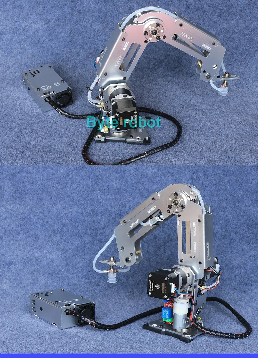 Full Metal Stepper Robot Arm 4 Aixs Mechanical Arm Bracket Sliding Table Unassembled Kit for Industrial Robot Model Stepper Claw