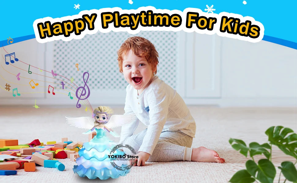 Dancing Princess Toys for Girls,Electric Cars Angel Doll with Colorful Flashing Lights & Singing Music Toys for Girls