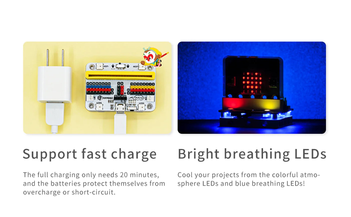 ELECFREAKS Micro:bit 32 IN 1 Wonder Building Kit Wukong Expansion Board for Puzzle Building Blocks Microbit Kids Fun Coding STEM